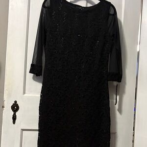 Tiana B. Elegant Black Sequin Lace Dress